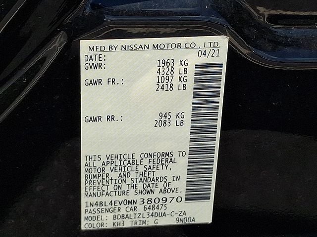 2021 Nissan Altima SL FWD